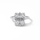 Emerald Cluster Lab Grown Diamond Engagement Ring