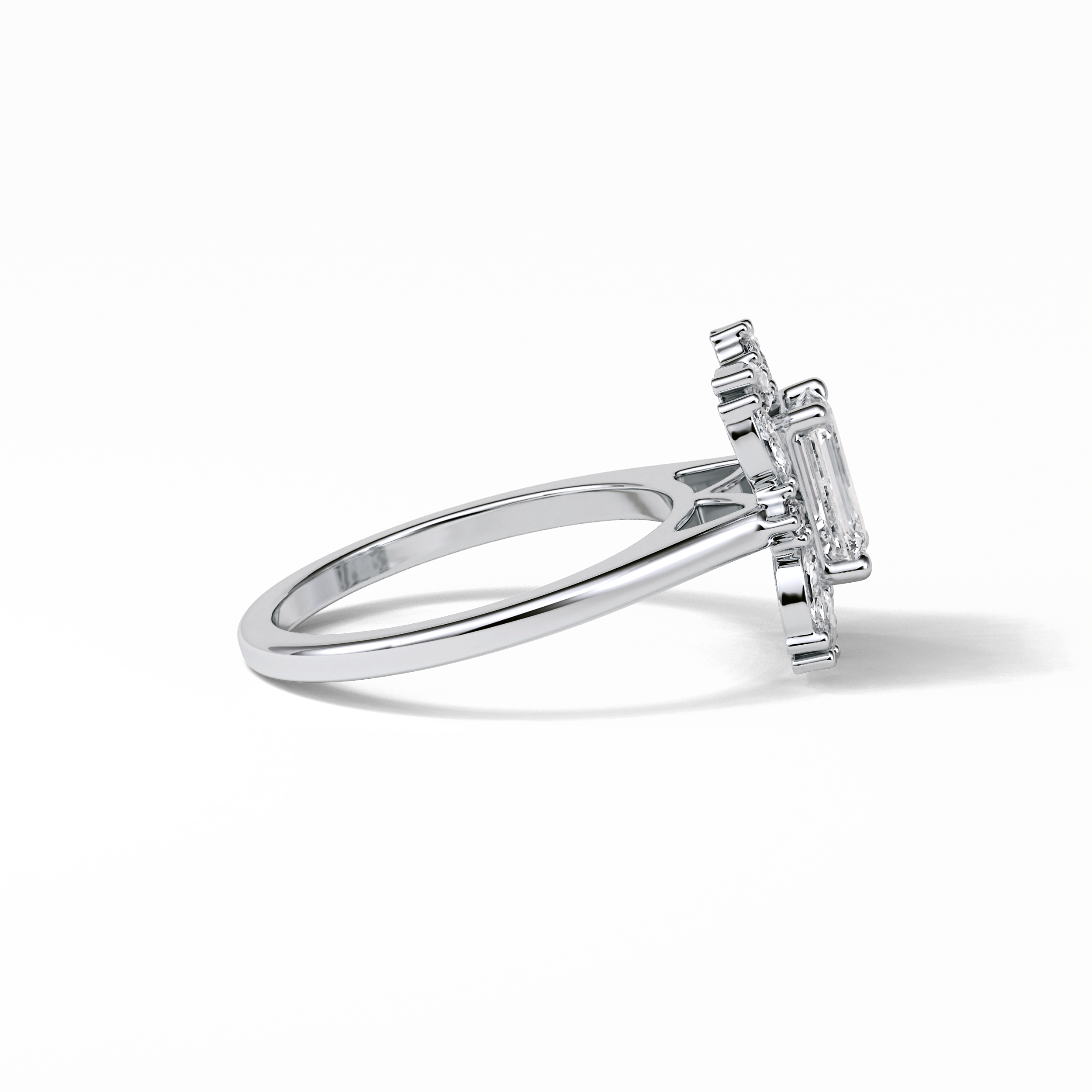 Emerald Cluster Lab Grown Diamond Engagement Ring