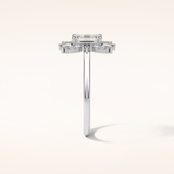 0.92 CT Emerald Shaped Cluster Moissanite Engagement Ring