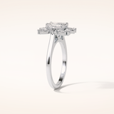 0.92 CT Emerald Shaped Cluster Moissanite Engagement Ring