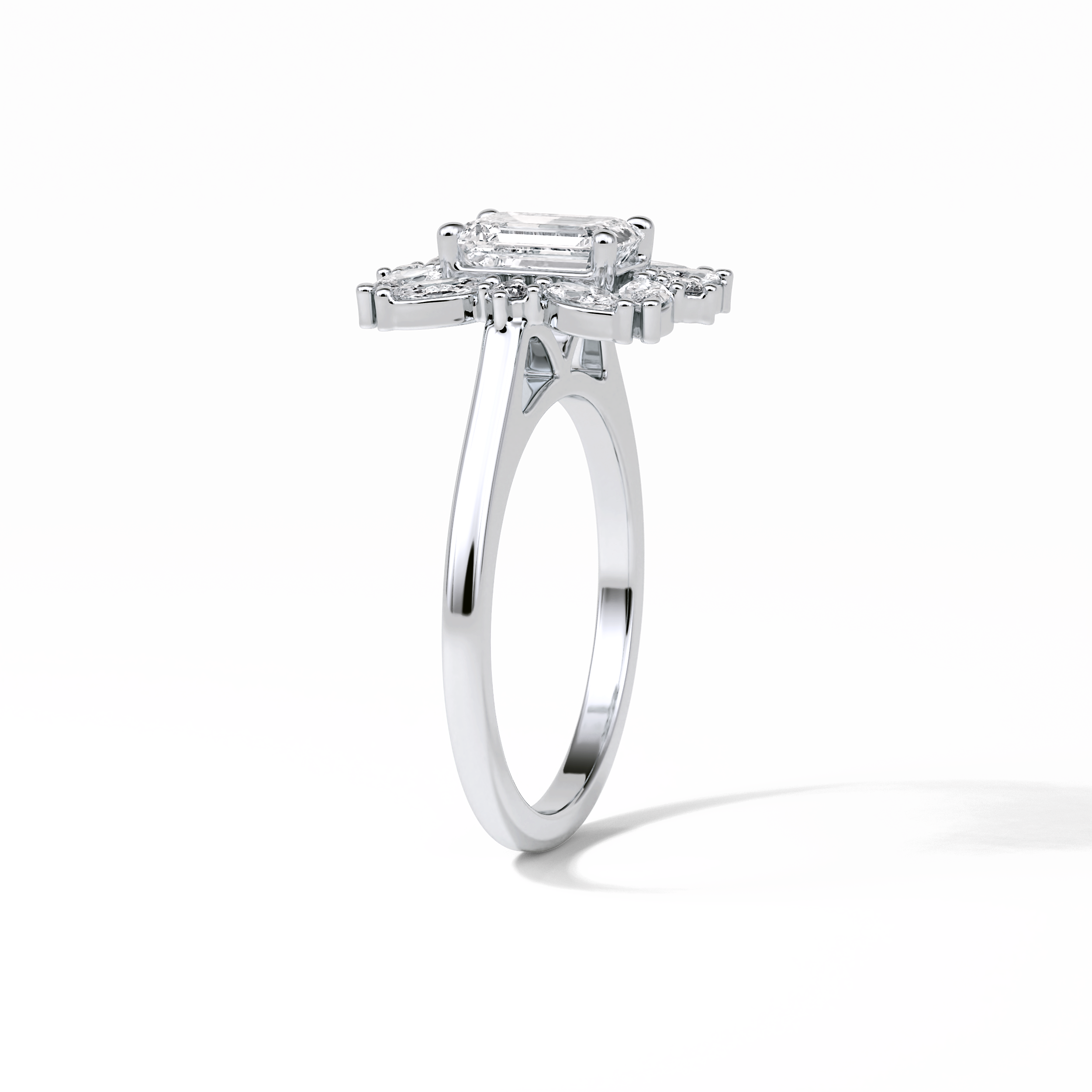 Emerald Cluster Lab Grown Diamond Engagement Ring
