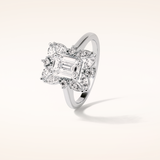 0.92 CT Emerald Shaped Cluster Moissanite Engagement Ring