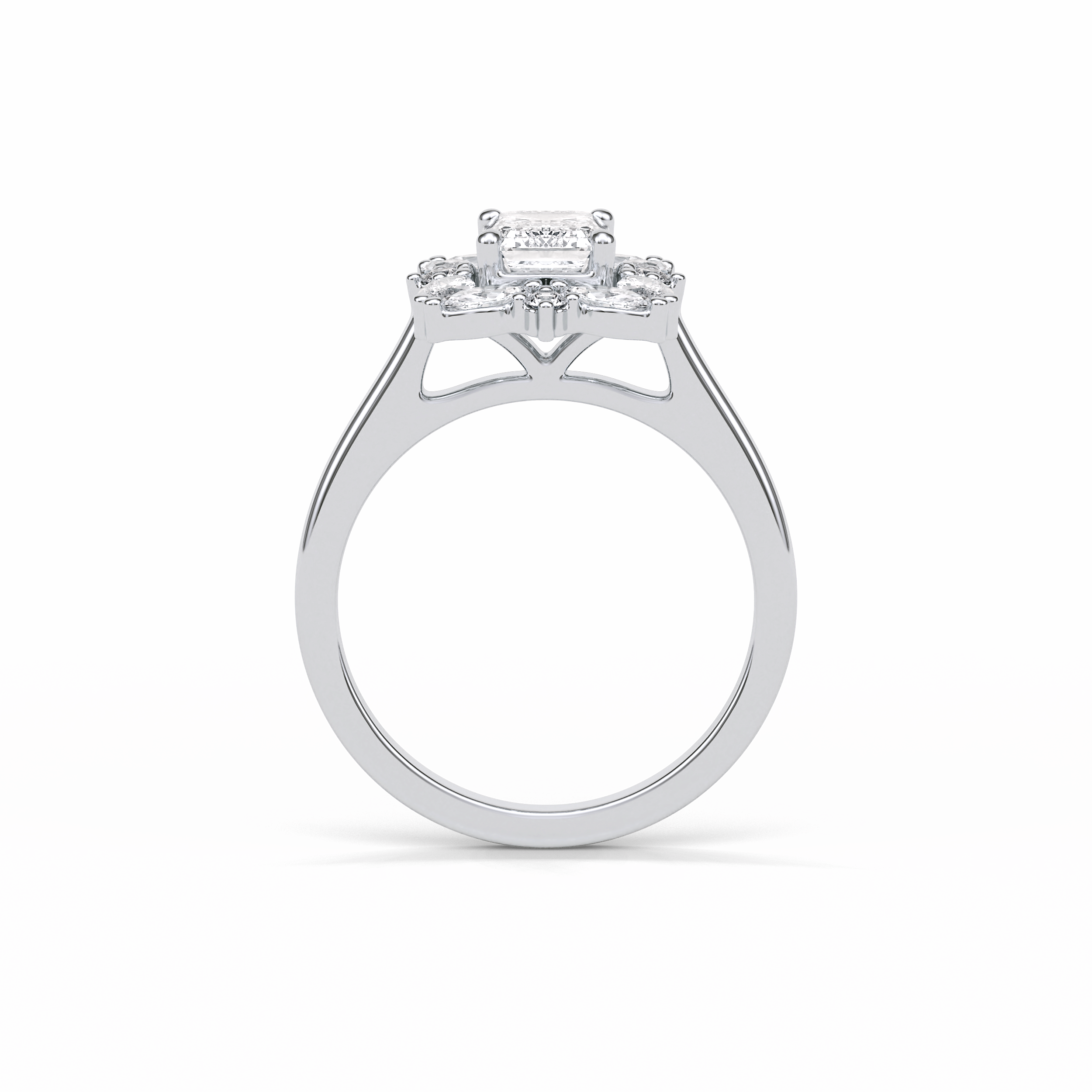Emerald Cluster Lab Grown Diamond Engagement Ring