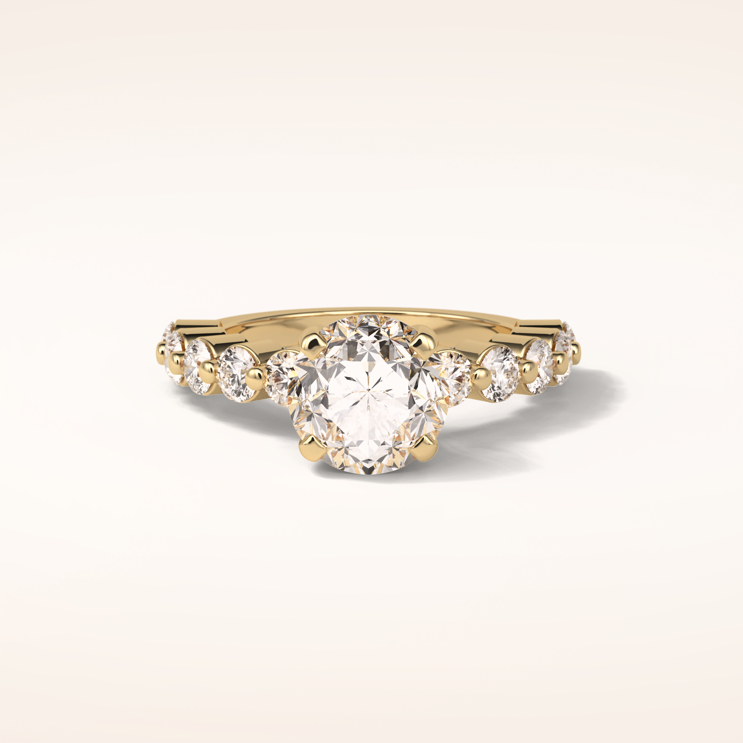 2.2 CT Round Shaped Pave Moissanite Engagement Ring