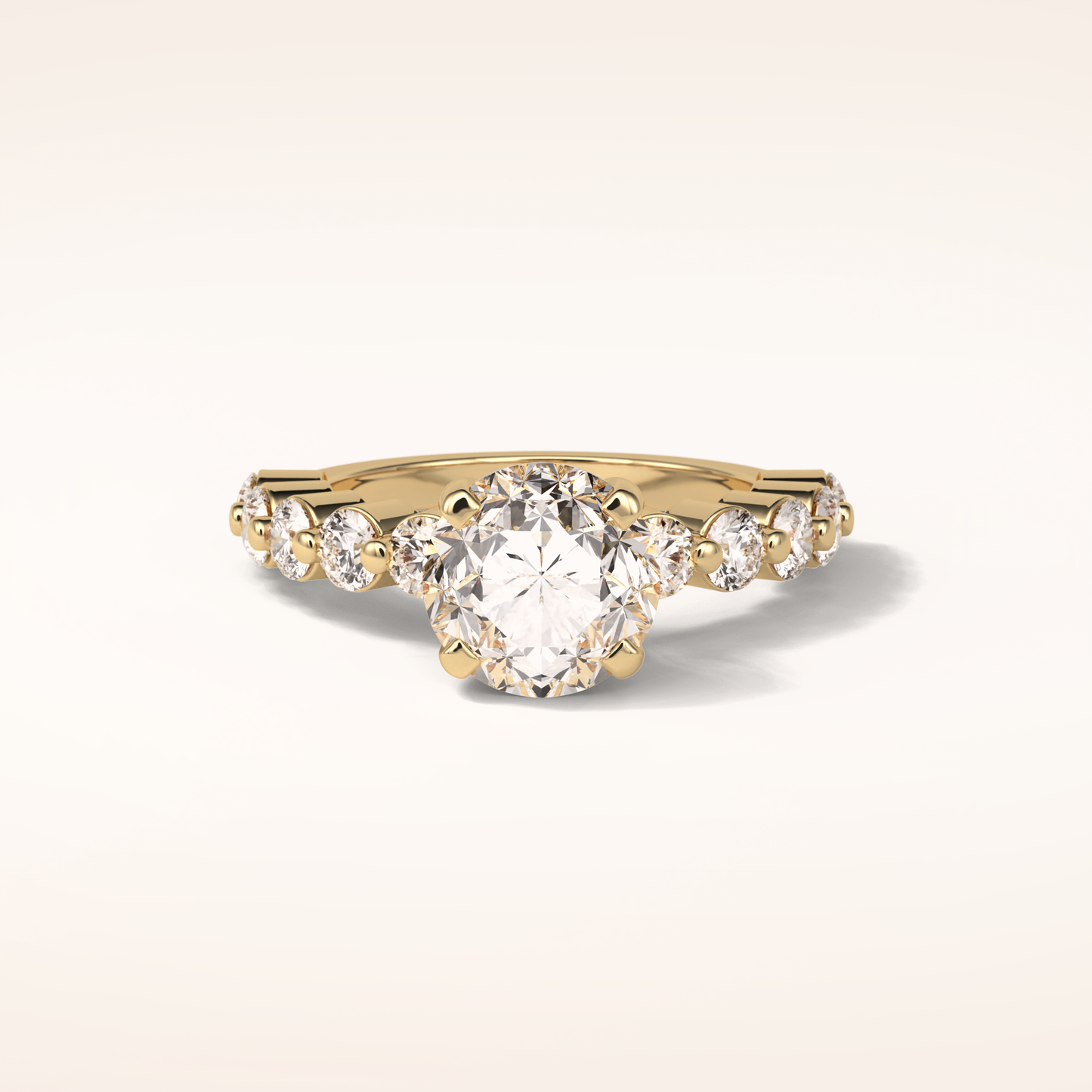 2.2 CT Round Shaped Pave Moissanite Engagement Ring