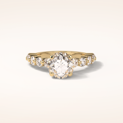 2.2 CT Round Shaped Pave Moissanite Engagement Ring