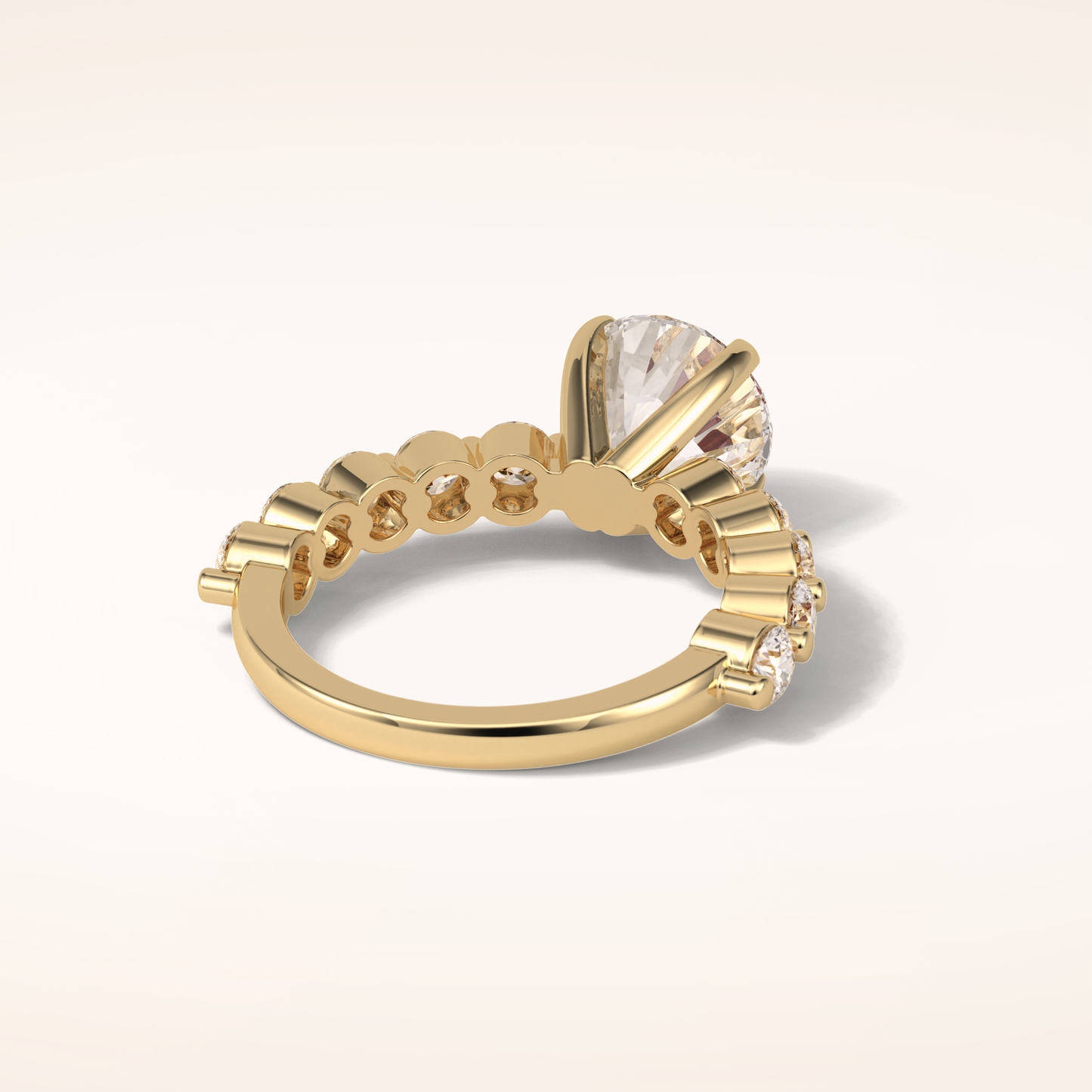 2.2 CT Round Shaped Pave Moissanite Engagement Ring