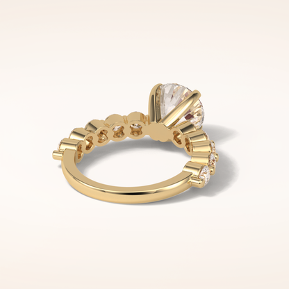 2.2 CT Round Shaped Pave Moissanite Engagement Ring