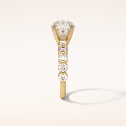 2.2 CT Round Shaped Pave Moissanite Engagement Ring