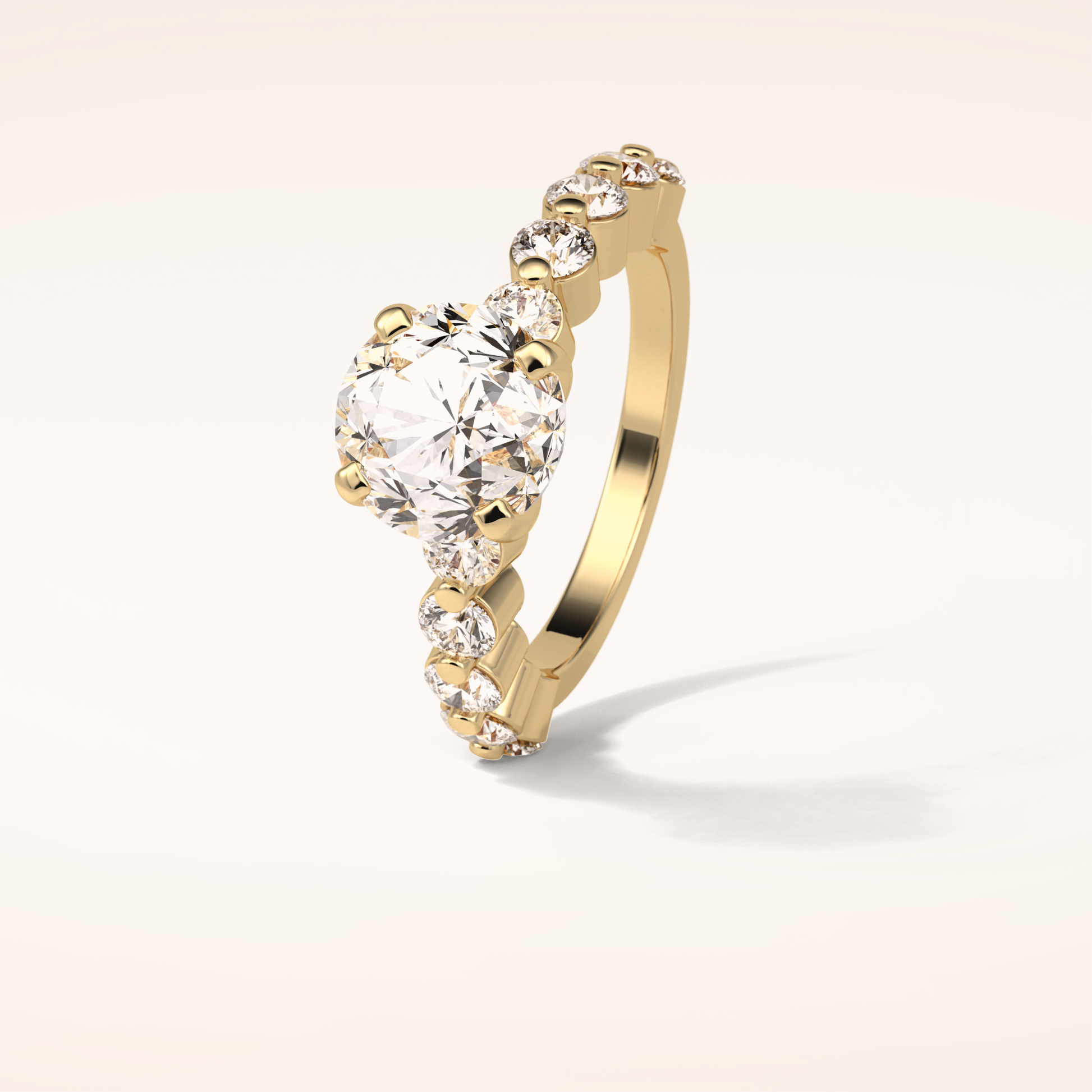 2.2 CT Round Shaped Pave Moissanite Engagement Ring