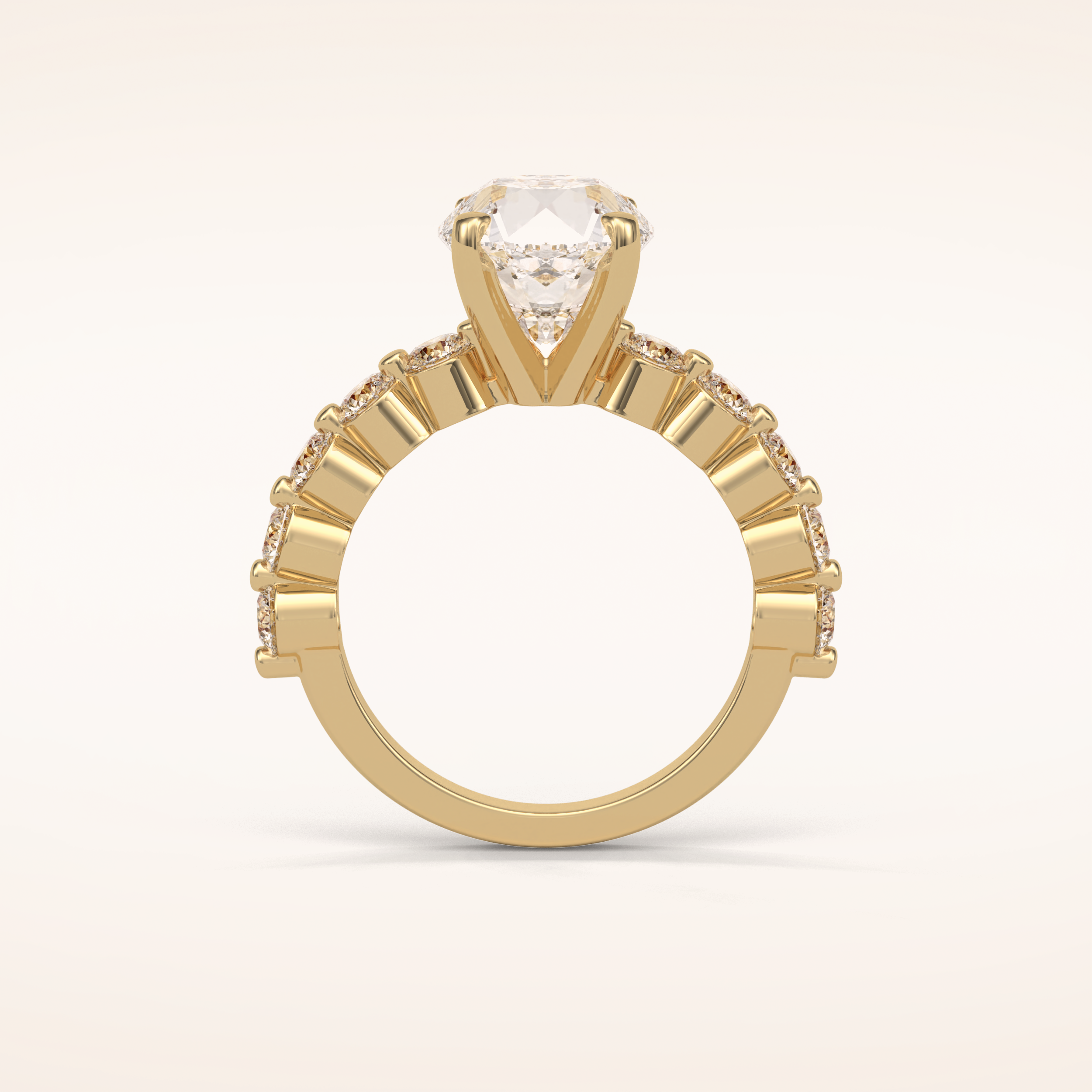 2.2 CT Round Shaped Pave Moissanite Engagement Ring