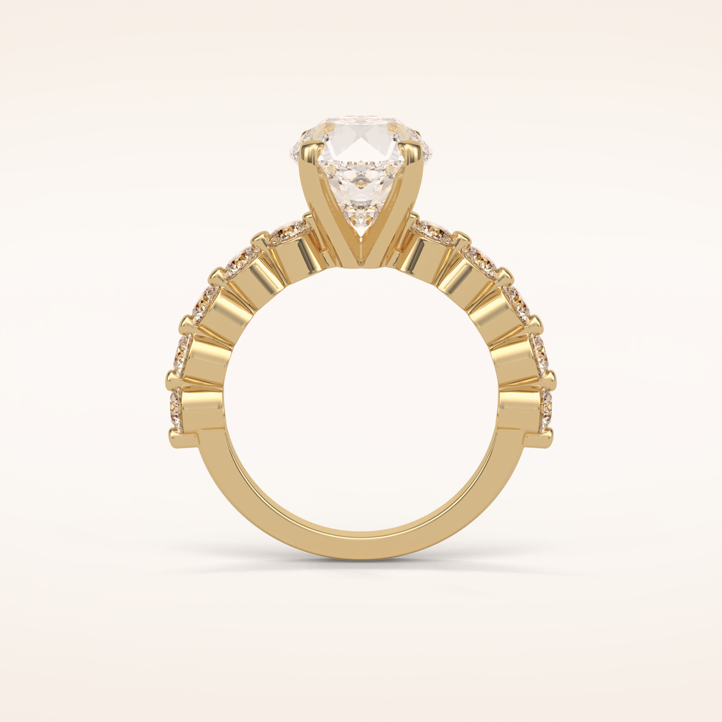 2.2 CT Round Shaped Pave Moissanite Engagement Ring