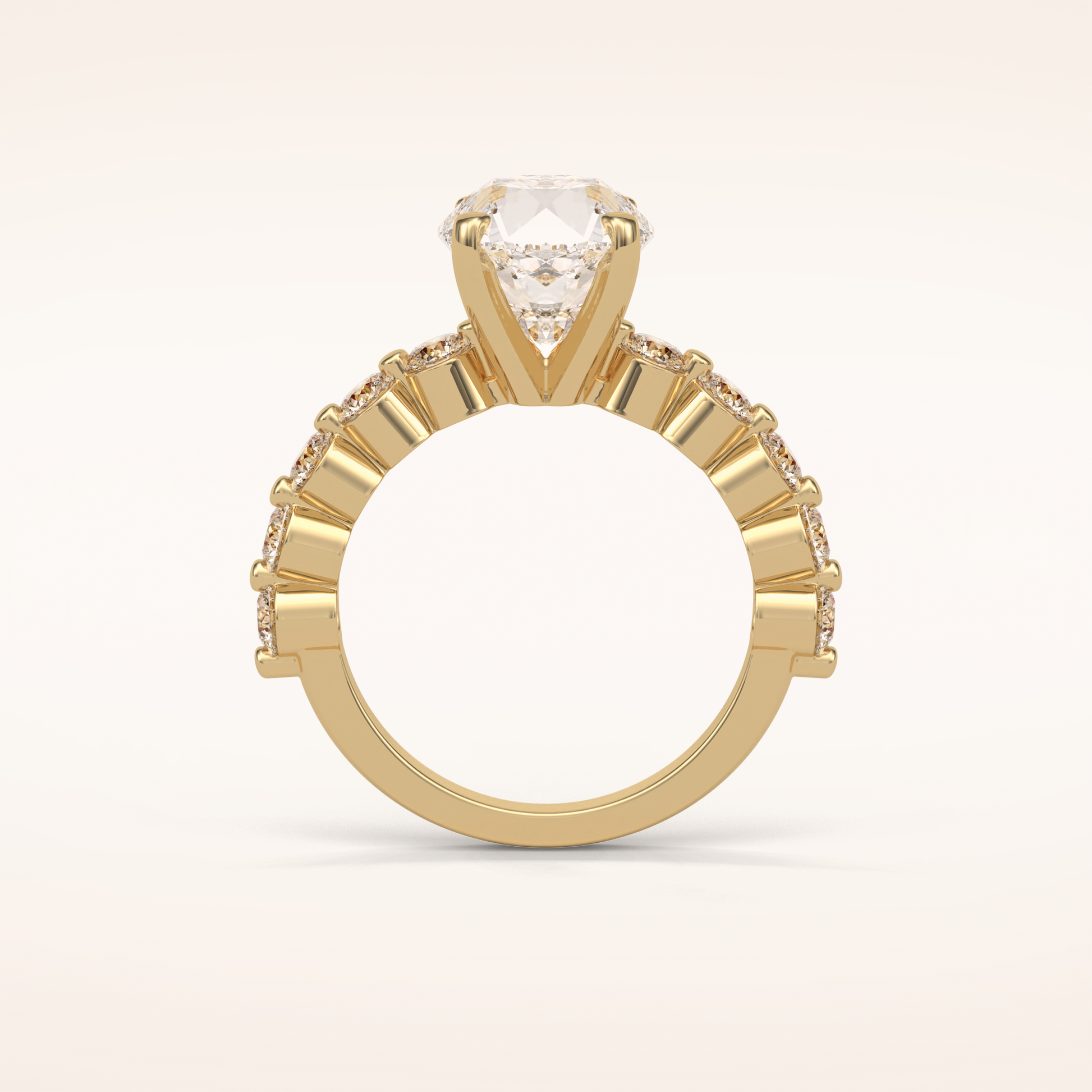 2.2 CT Round Shaped Pave Moissanite Engagement Ring