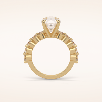 2.2 CT Round Shaped Pave Moissanite Engagement Ring