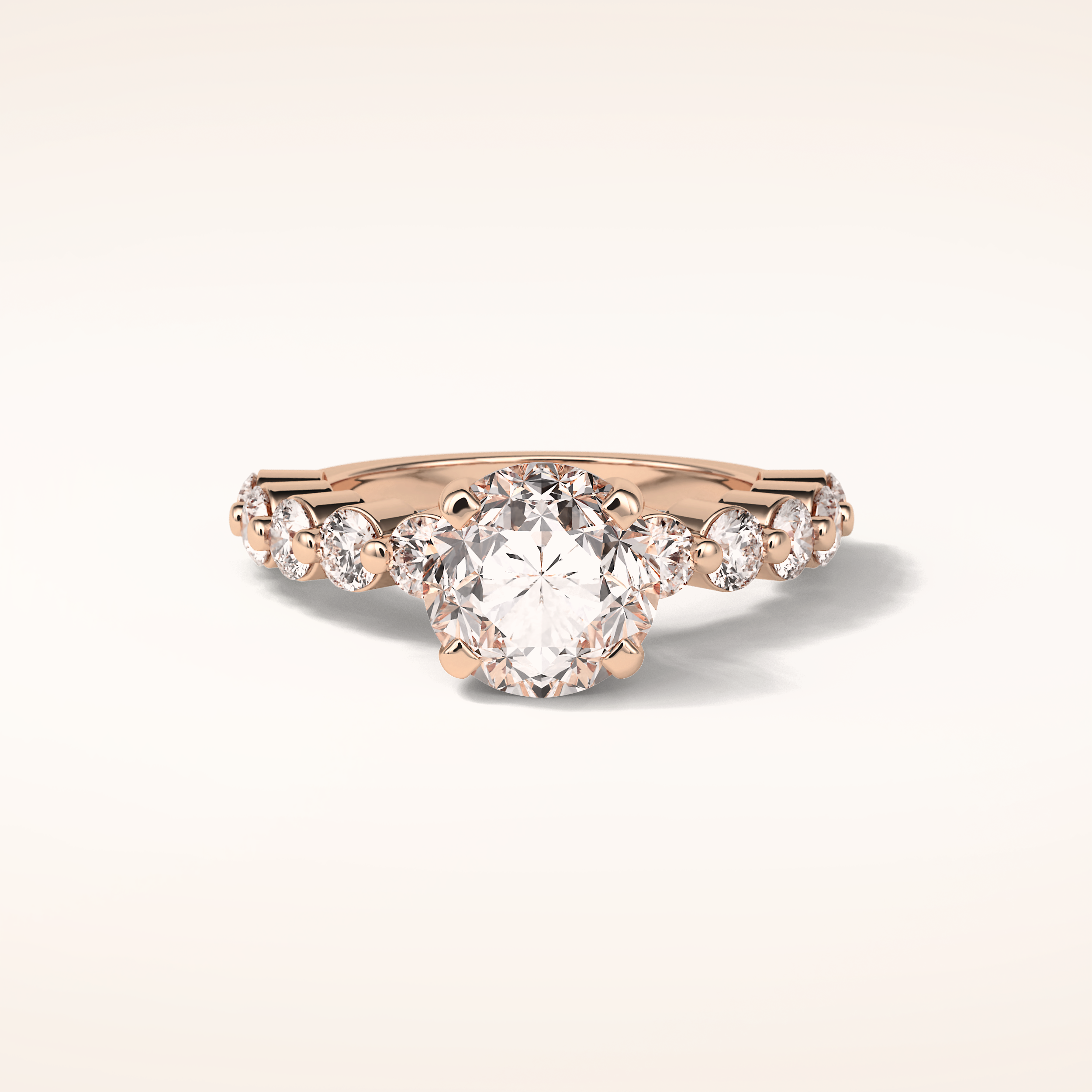 2.2 CT Round Shaped Pave Moissanite Engagement Ring