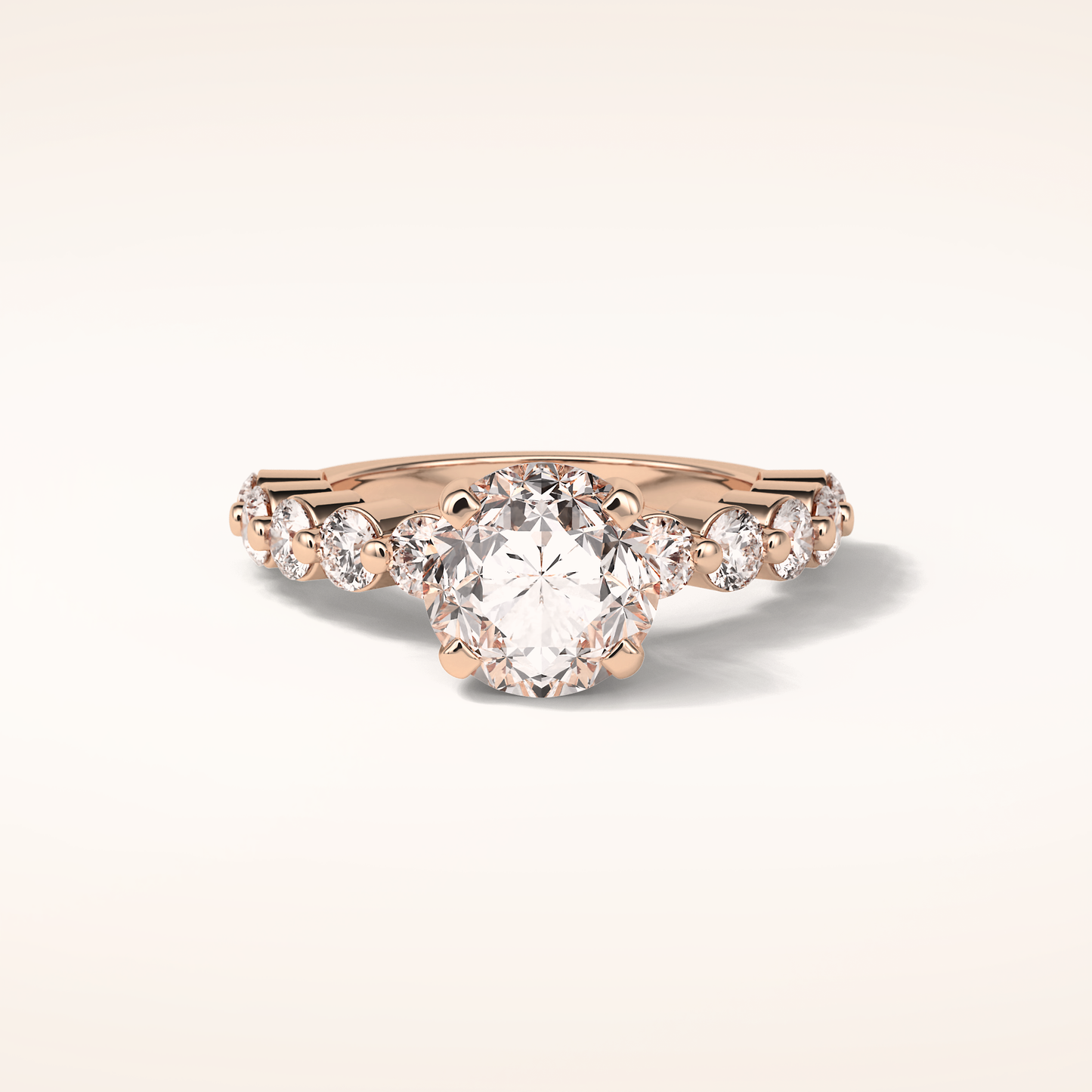 2.2 CT Round Shaped Pave Moissanite Engagement Ring