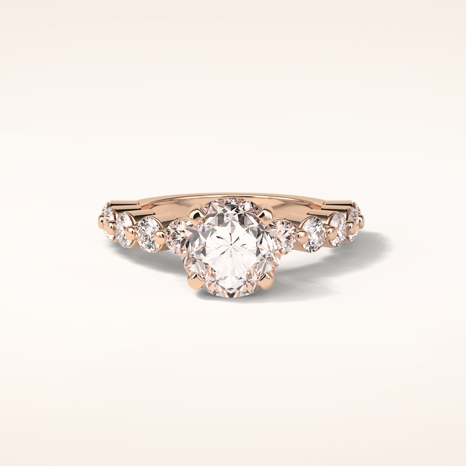 2.2 CT Round Shaped Pave Moissanite Engagement Ring