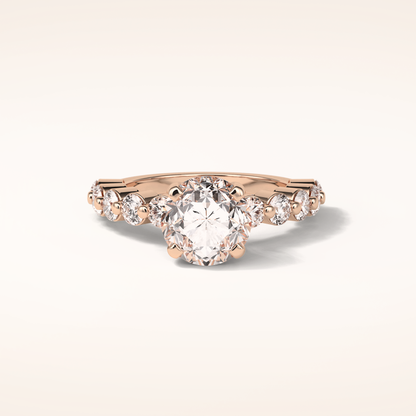 2.2 CT Round Shaped Pave Moissanite Engagement Ring