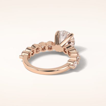 2.2 CT Round Shaped Pave Moissanite Engagement Ring