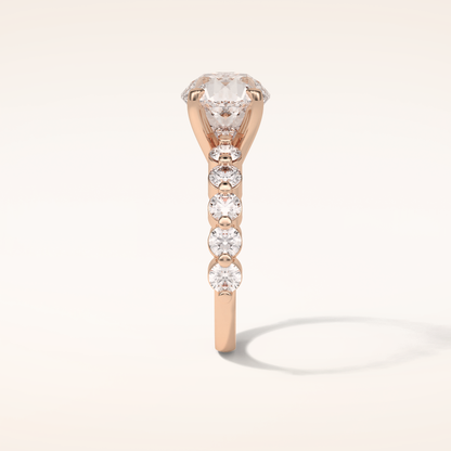 2.2 CT Round Shaped Pave Moissanite Engagement Ring