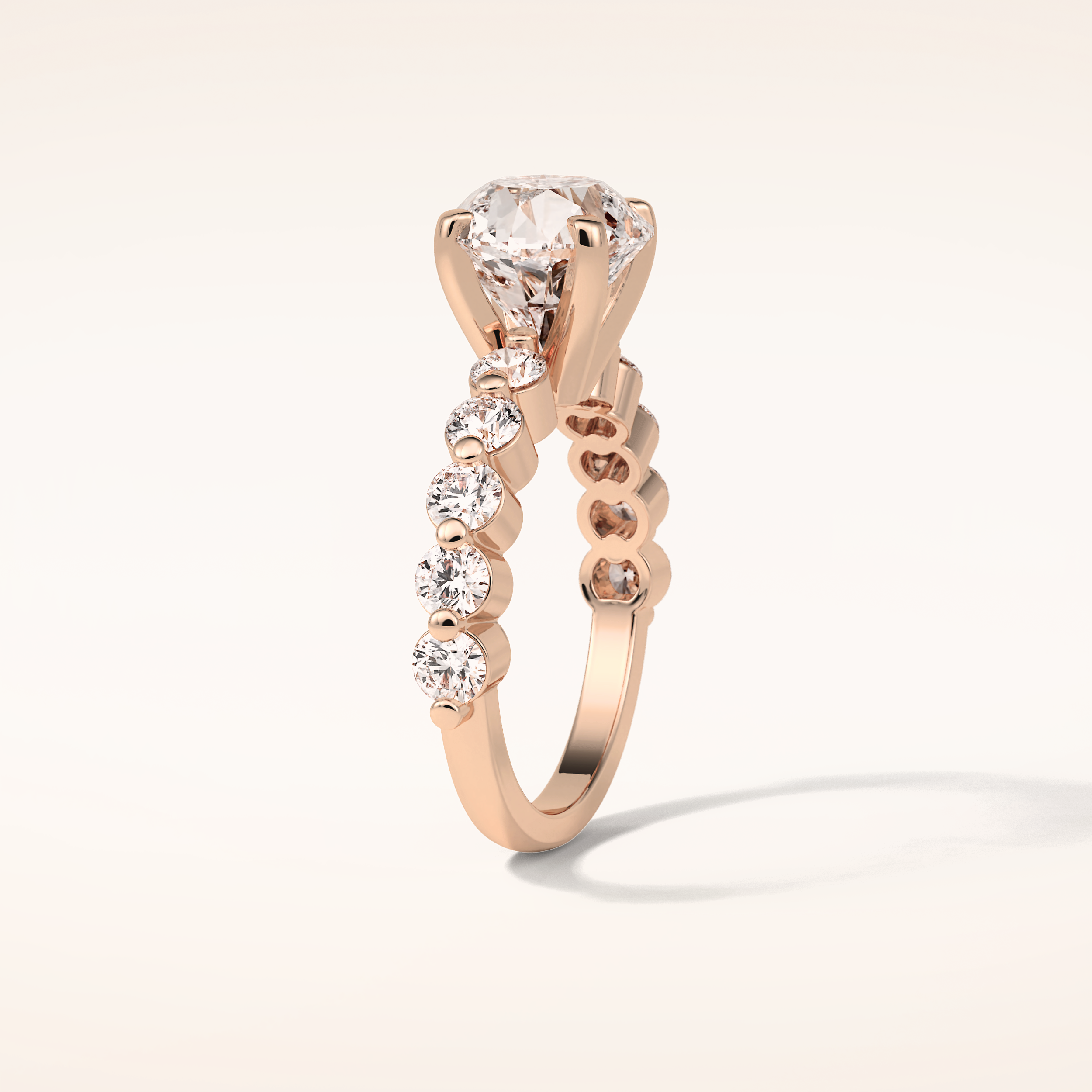 2.2 CT Round Shaped Pave Moissanite Engagement Ring