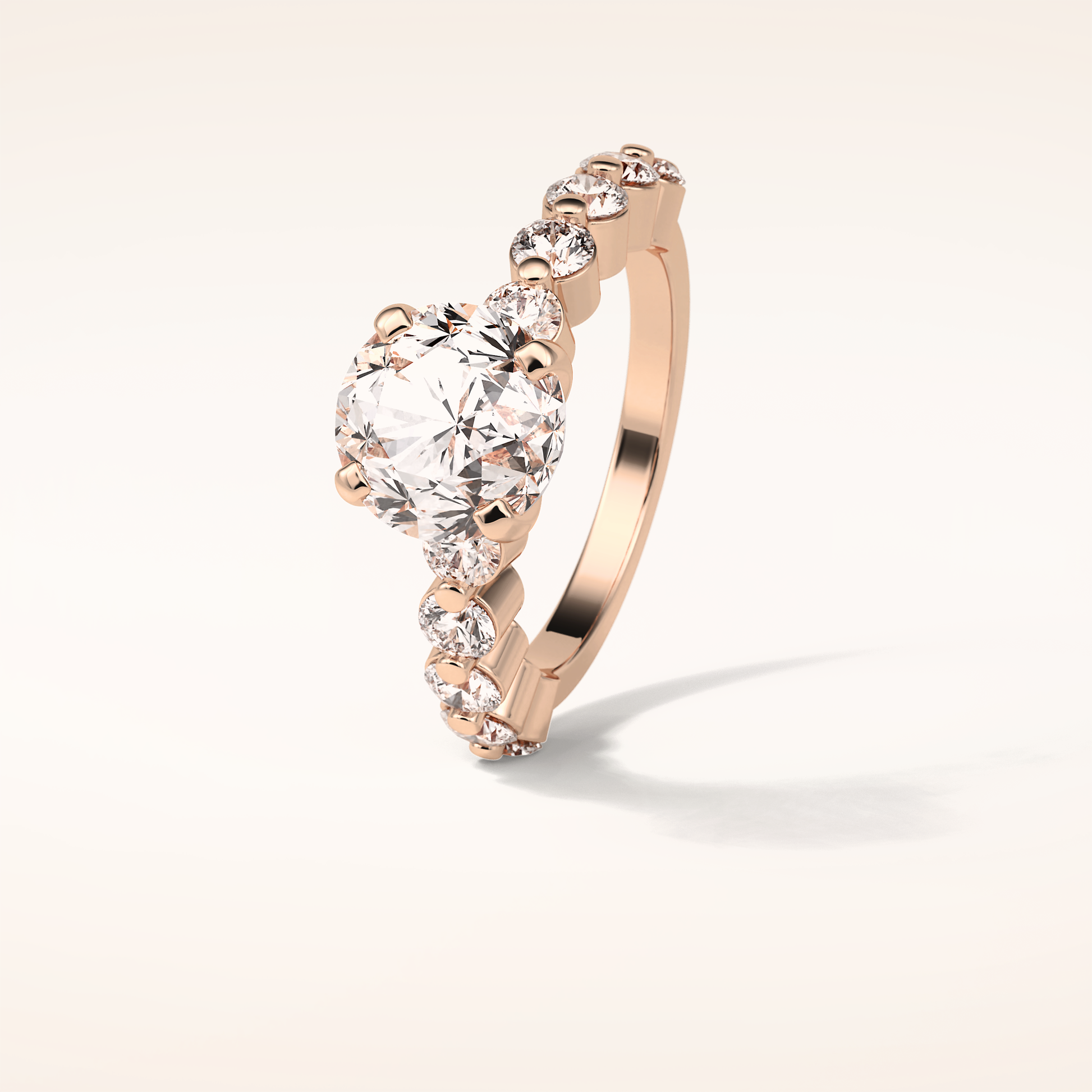 2.2 CT Round Shaped Pave Moissanite Engagement Ring