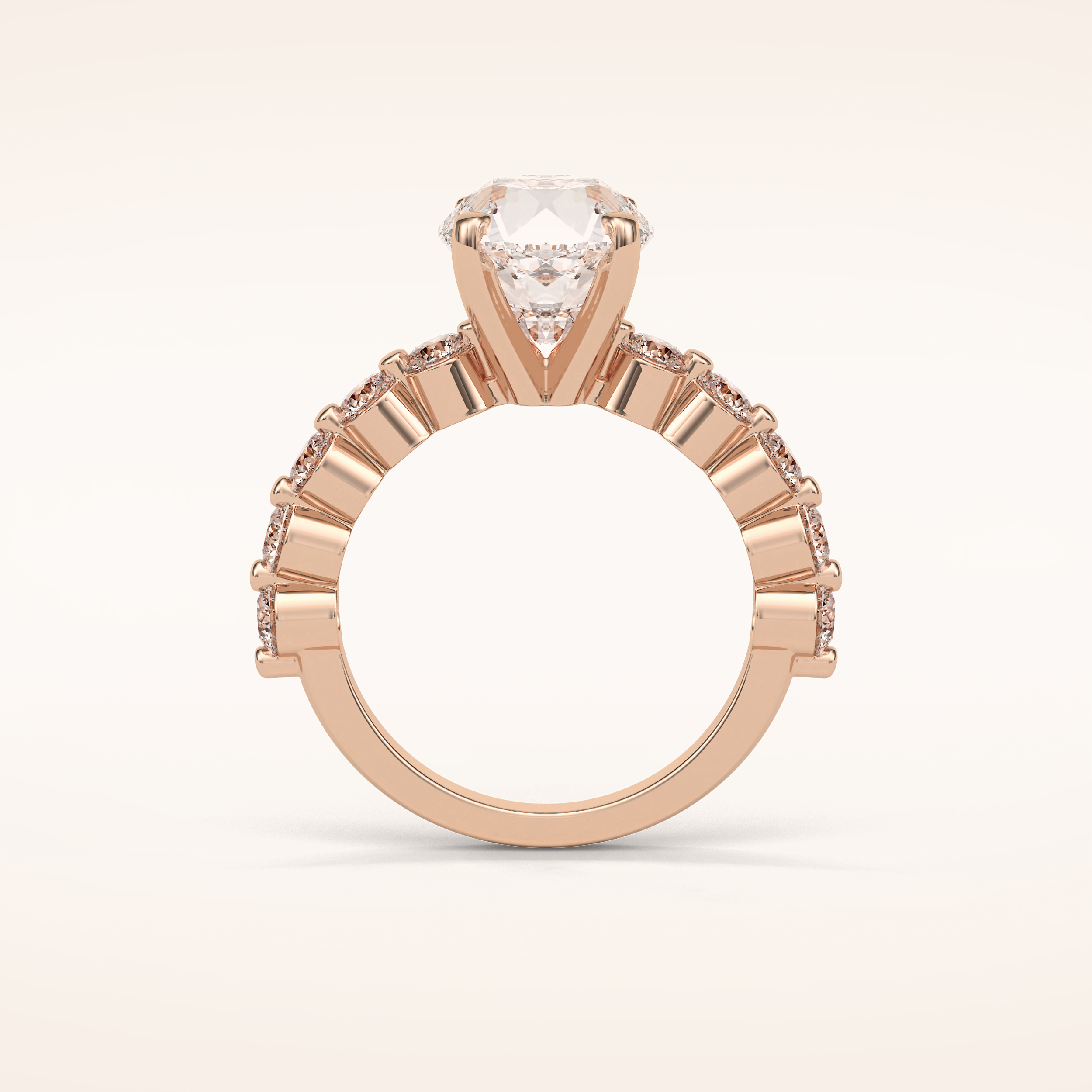 2.2 CT Round Shaped Pave Moissanite Engagement Ring