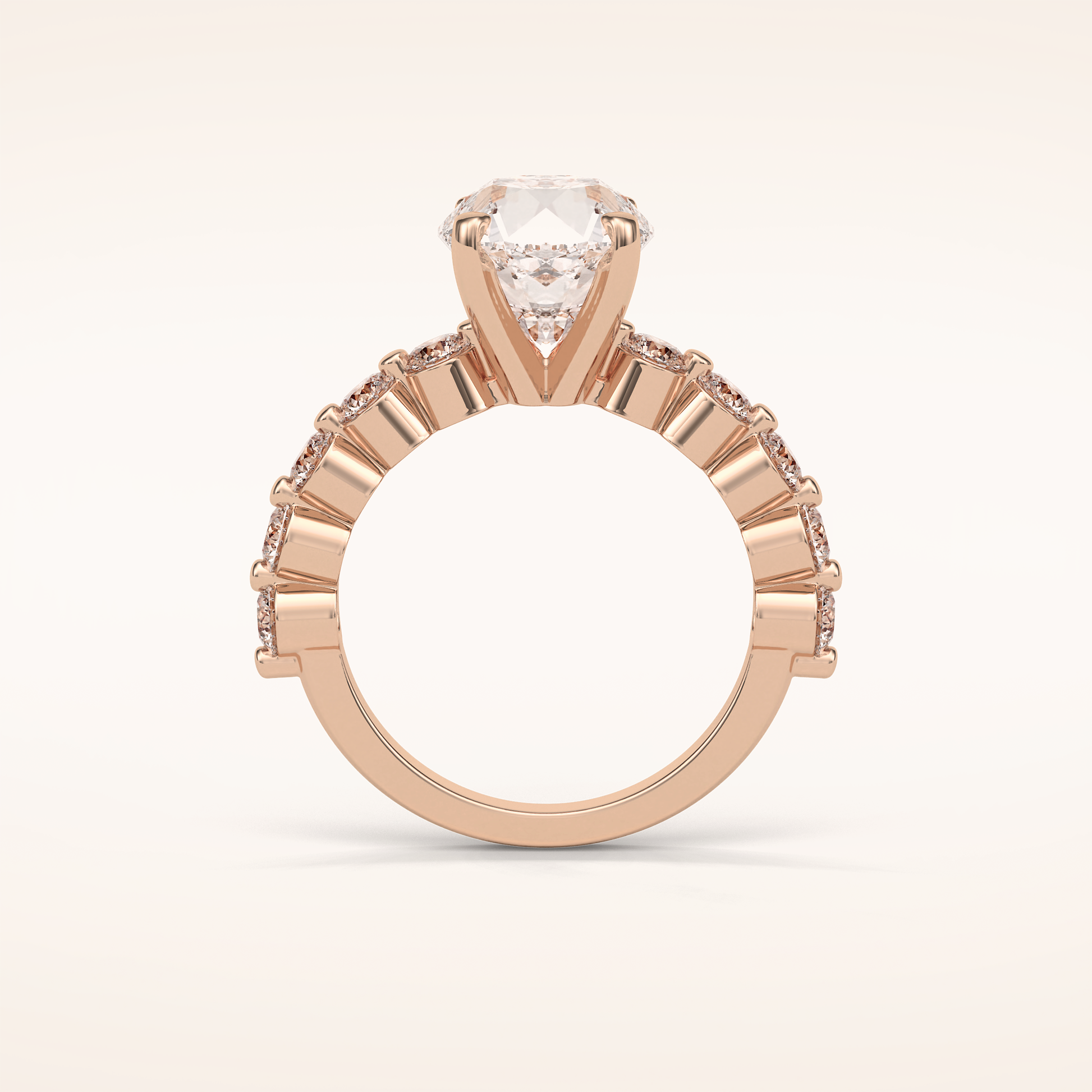 2.2 CT Round Shaped Pave Moissanite Engagement Ring