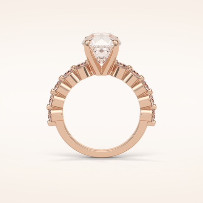 2.2 CT Round Shaped Pave Moissanite Engagement Ring