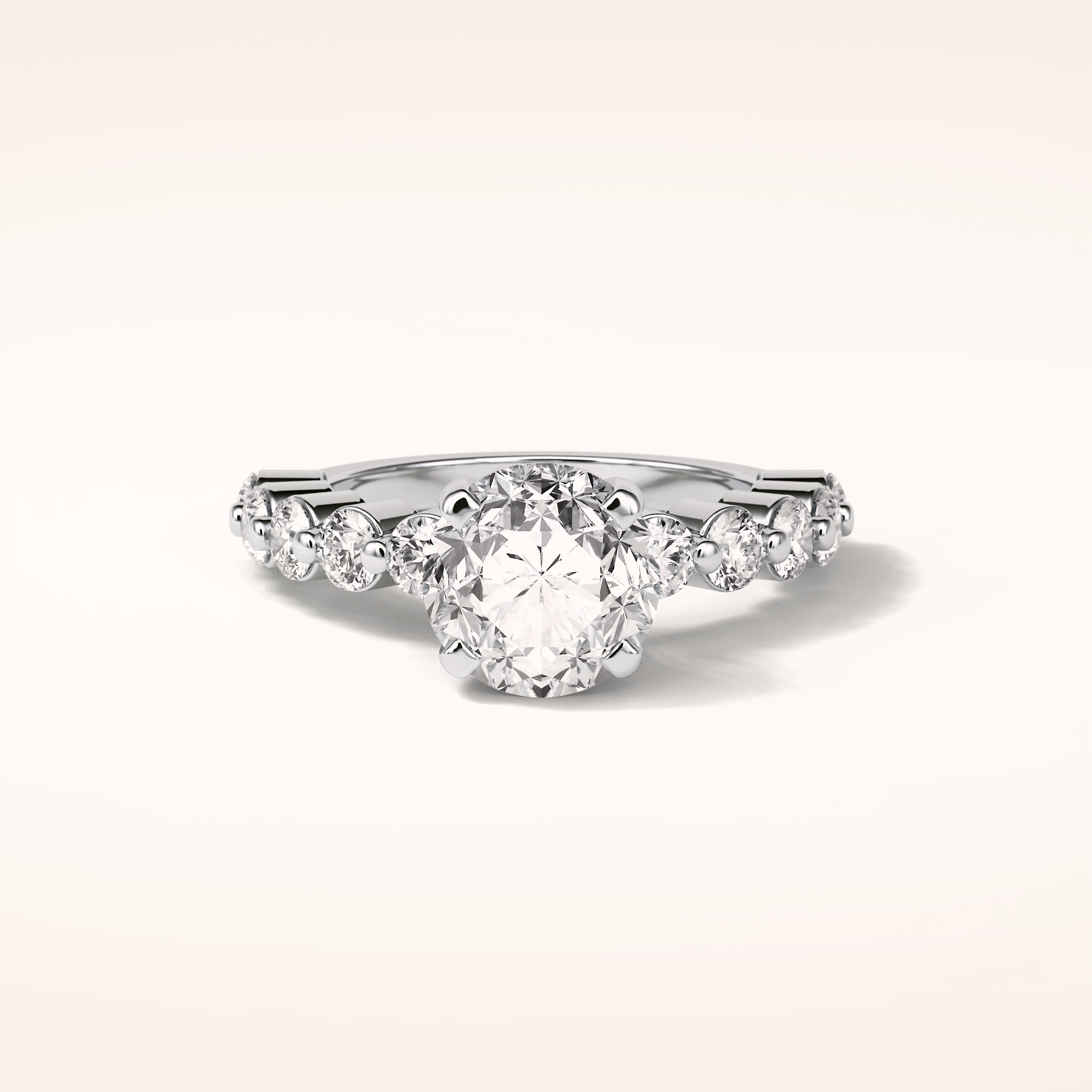 2.2 CT Round Shaped Pave Moissanite Engagement Ring
