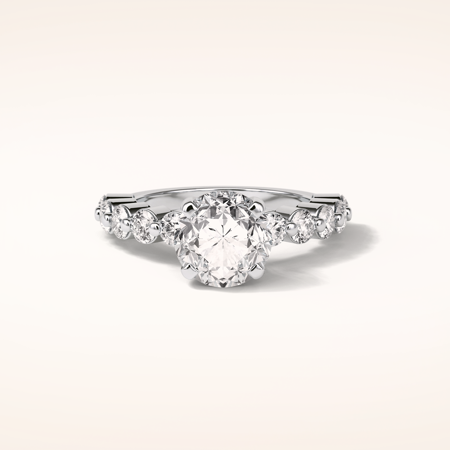 2.2 CT Round Shaped Pave Moissanite Engagement Ring