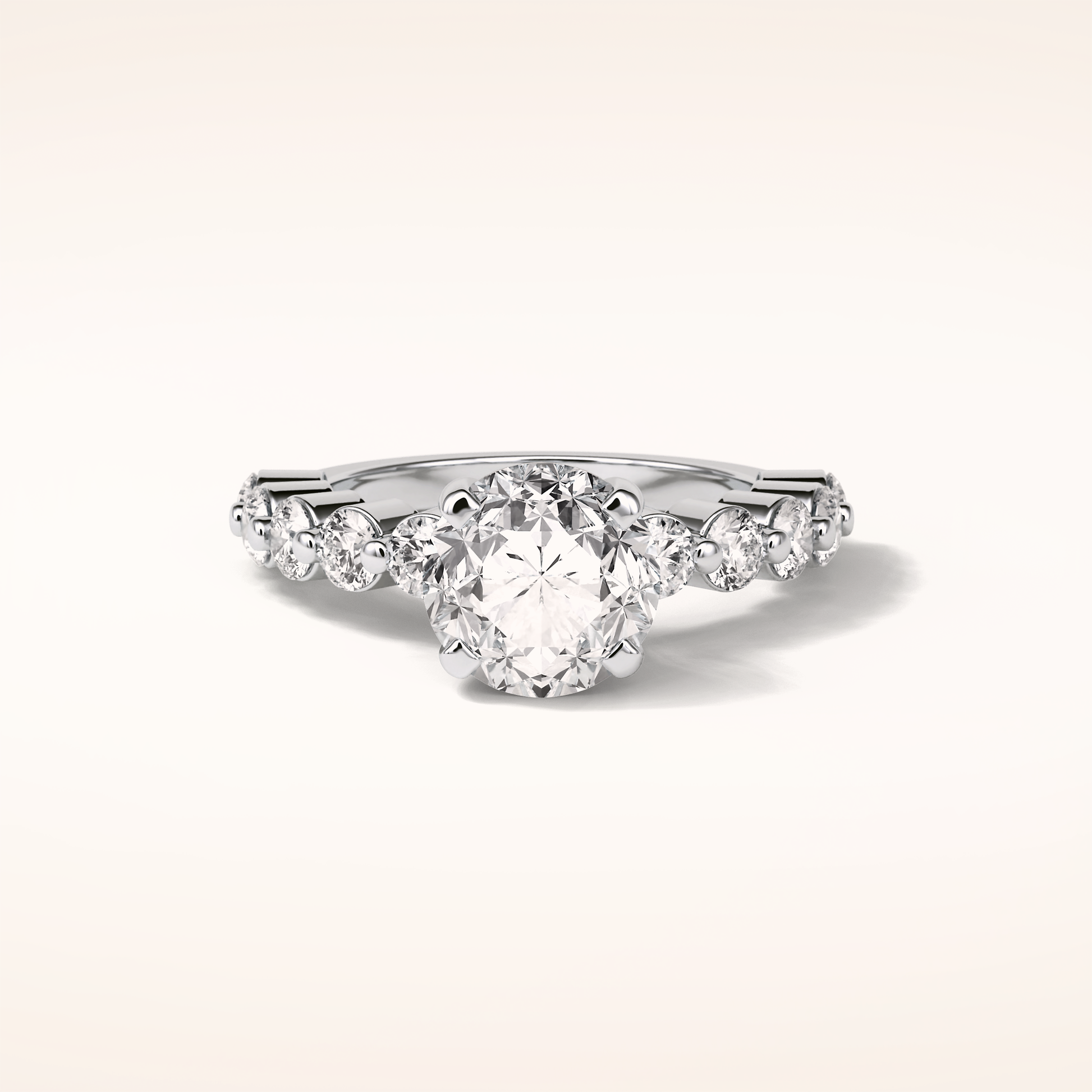 2.2 CT Round Shaped Pave Moissanite Engagement Ring