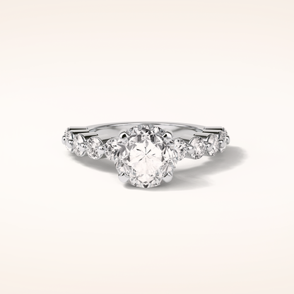 2.2 CT Round Shaped Pave Moissanite Engagement Ring