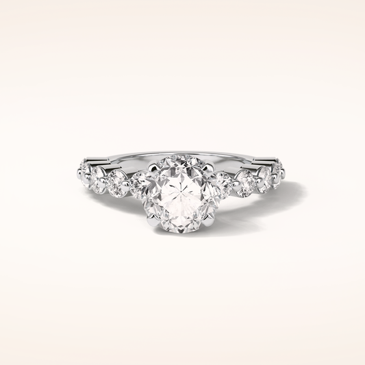 2.2 CT Round Shaped Pave Moissanite Engagement Ring