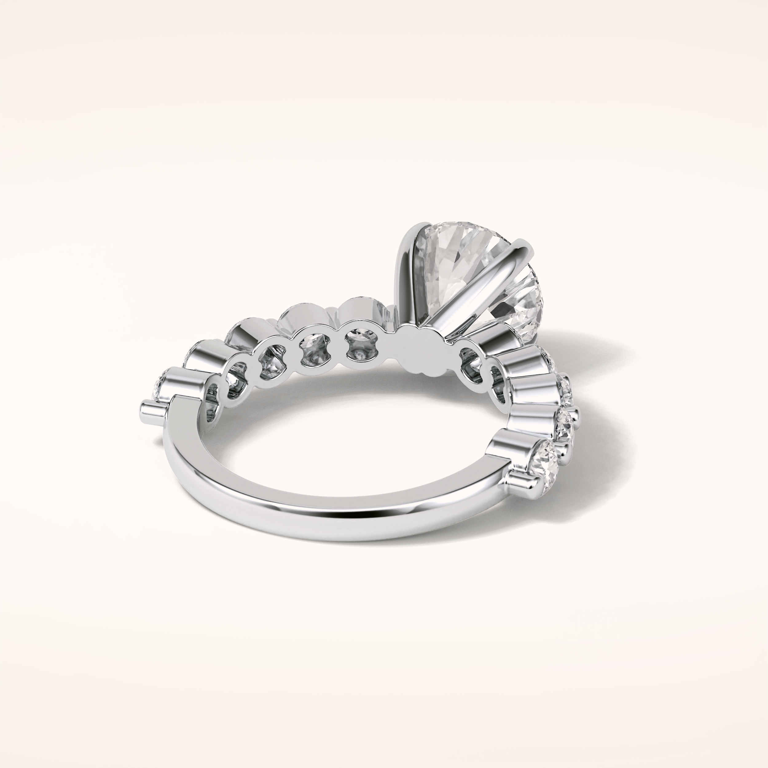 2.2 CT Round Shaped Pave Moissanite Engagement Ring