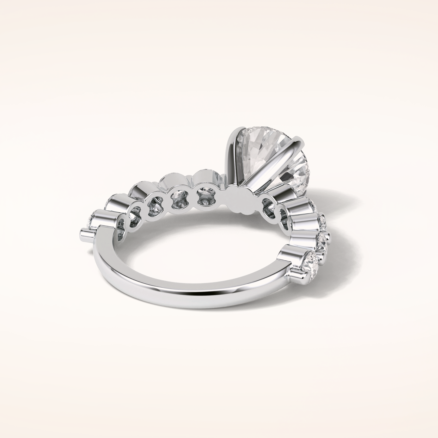 2.2 CT Round Shaped Pave Moissanite Engagement Ring