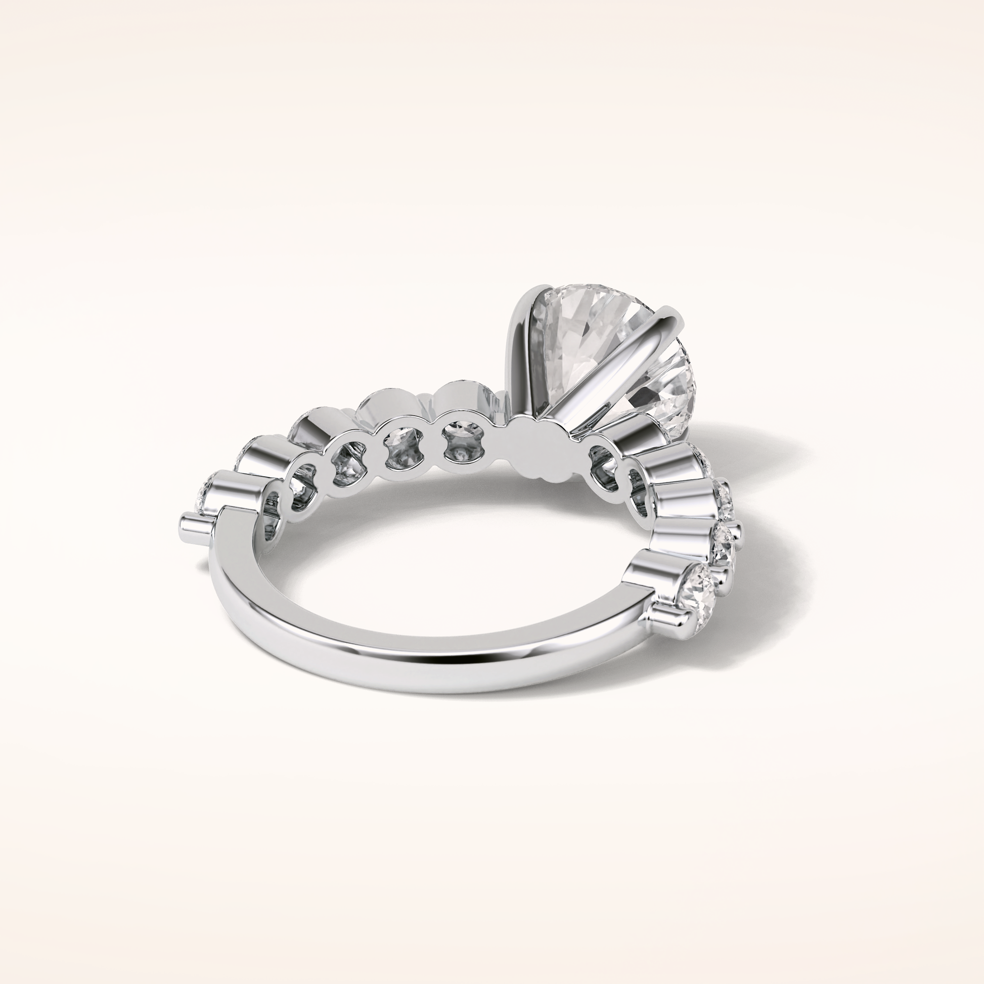 2.2 CT Round Shaped Pave Moissanite Engagement Ring