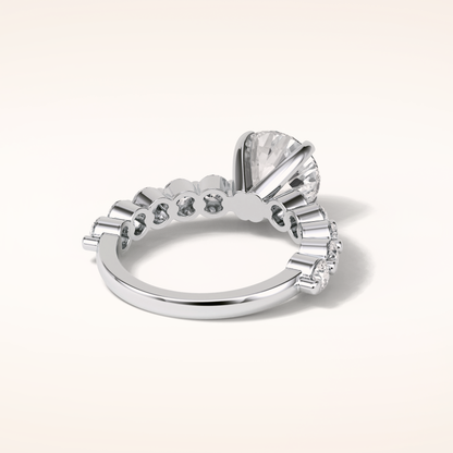 2.2 CT Round Shaped Pave Moissanite Engagement Ring