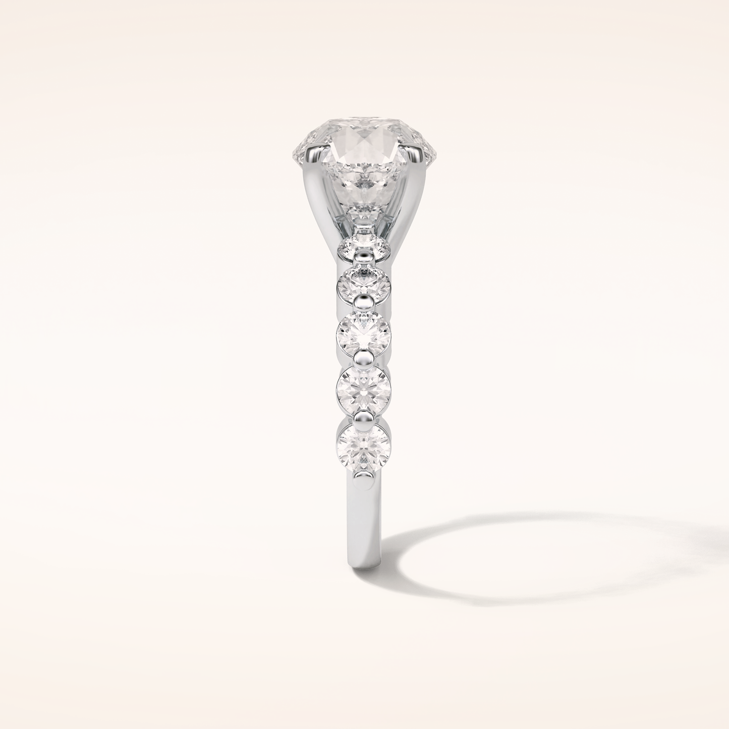 2.2 CT Round Shaped Pave Moissanite Engagement Ring