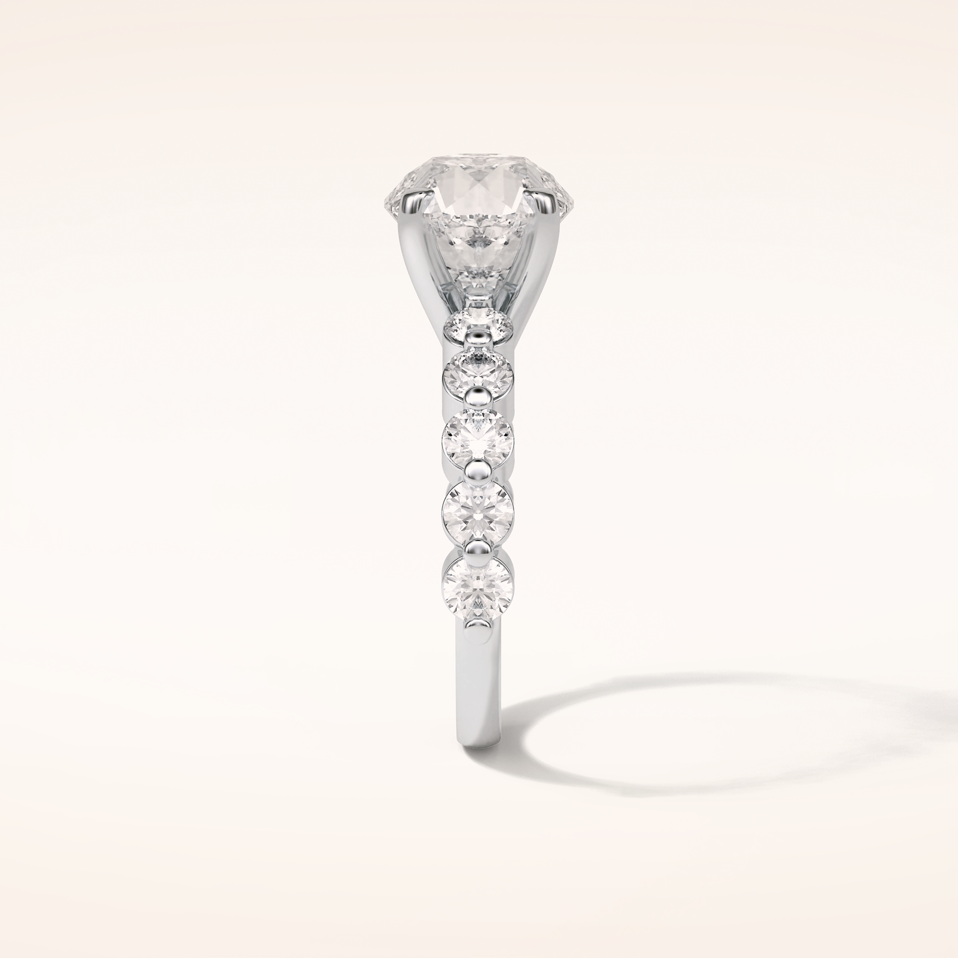 2.2 CT Round Shaped Pave Moissanite Engagement Ring