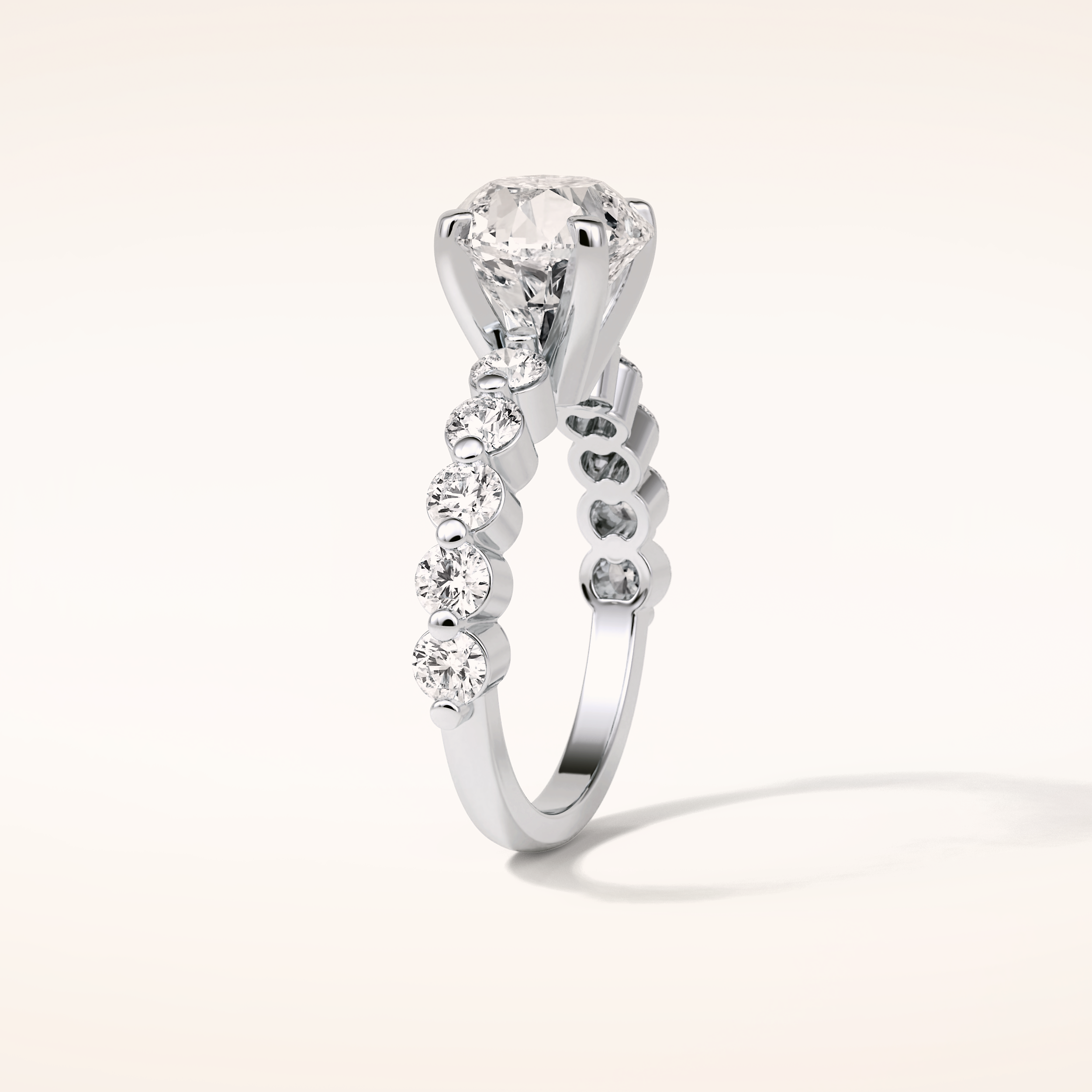 2.2 CT Round Shaped Pave Moissanite Engagement Ring