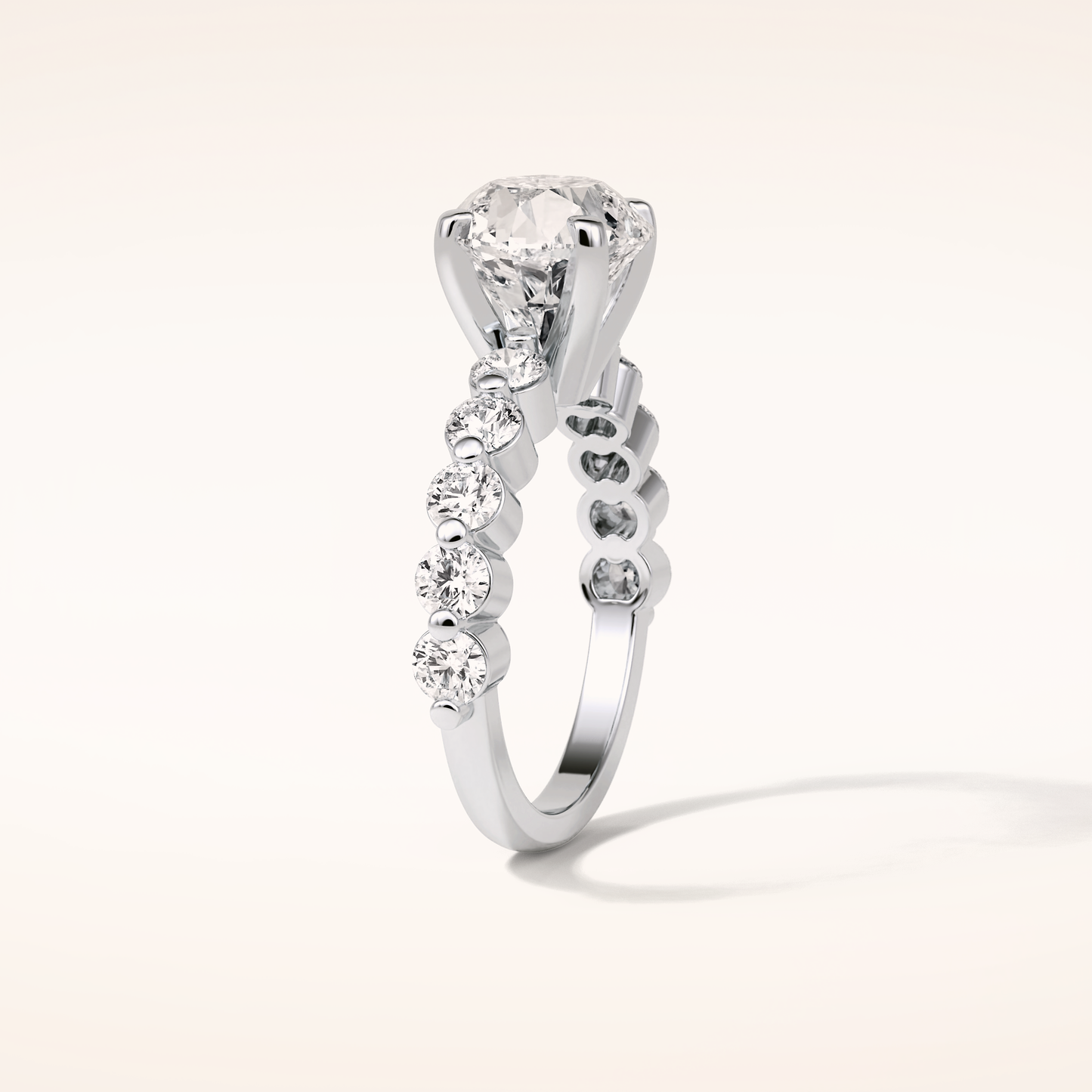 2.2 CT Round Shaped Pave Moissanite Engagement Ring