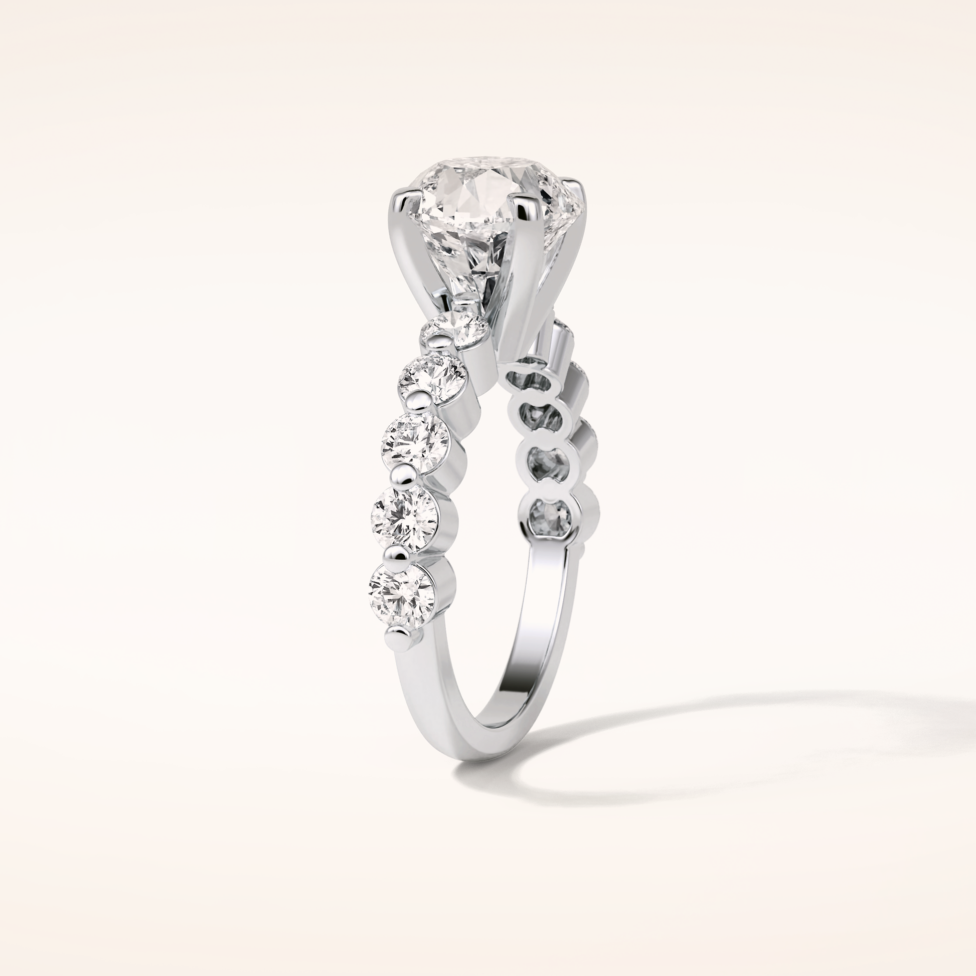 2.2 CT Round Shaped Pave Moissanite Engagement Ring