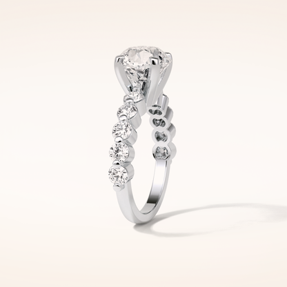 2.2 CT Round Shaped Pave Moissanite Engagement Ring