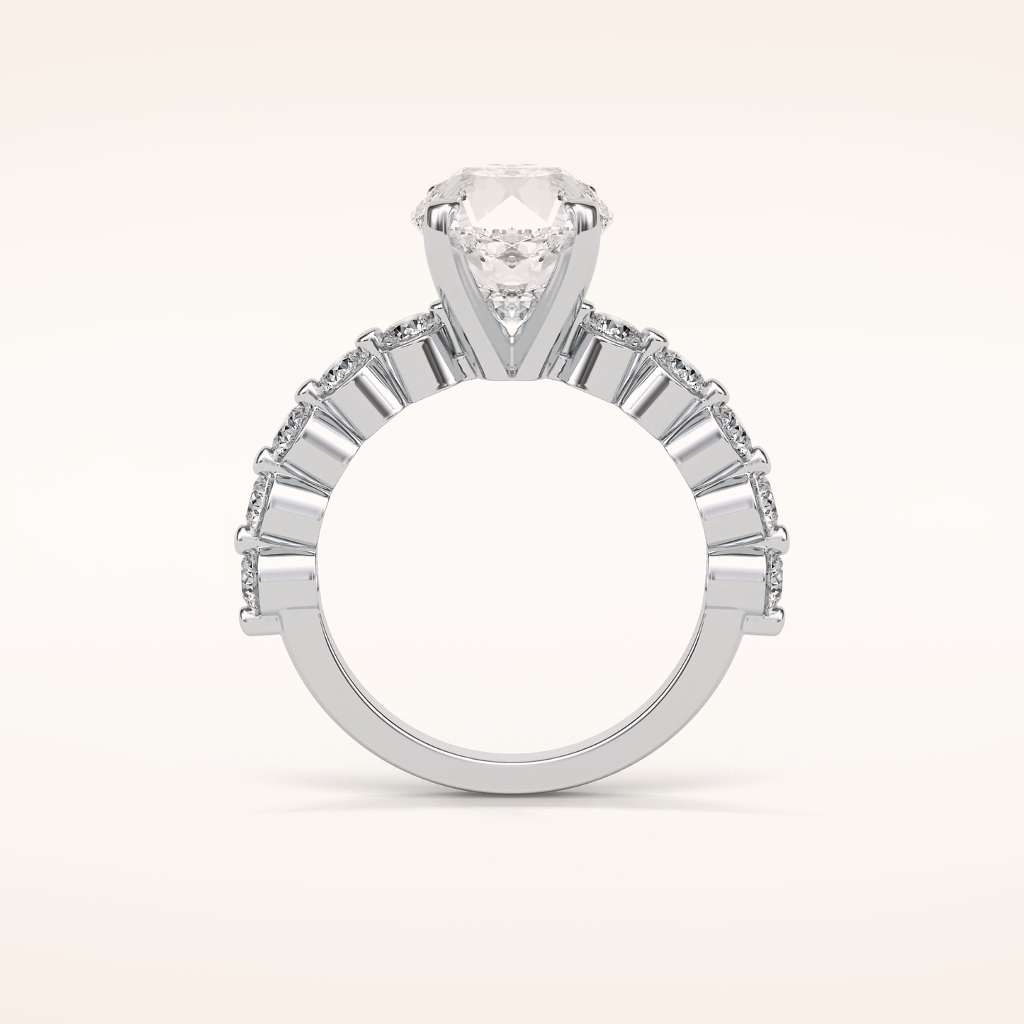 2.2 CT Round Shaped Pave Moissanite Engagement Ring