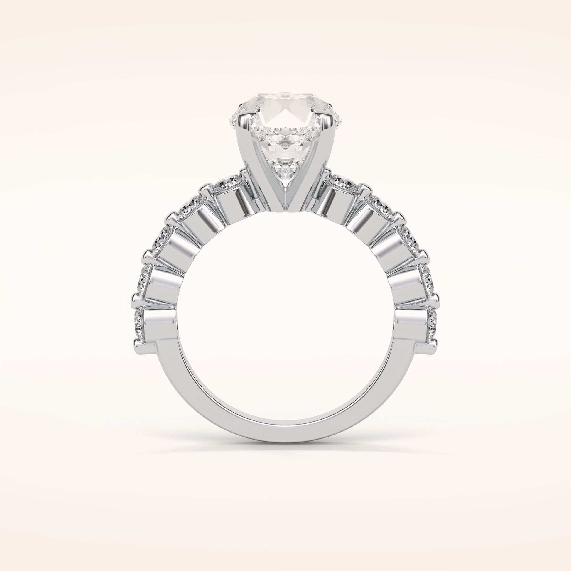 2.2 CT Round Shaped Pave Moissanite Engagement Ring