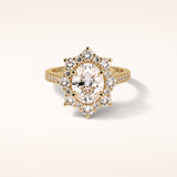 1.91 CT Oval Shaped Cluster Moissanite Engagement Ring