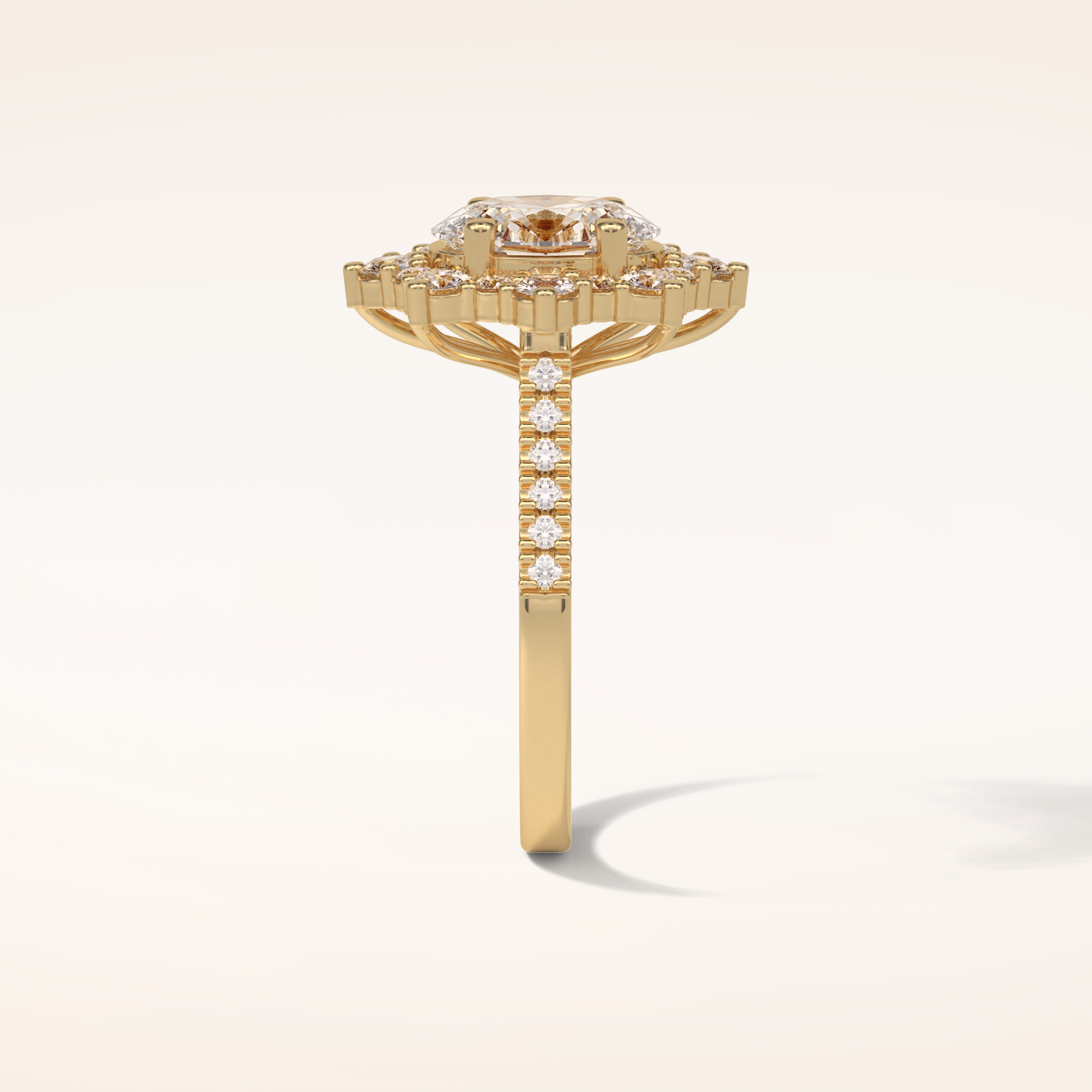 1.91 CT Oval Shaped Cluster Moissanite Engagement Ring