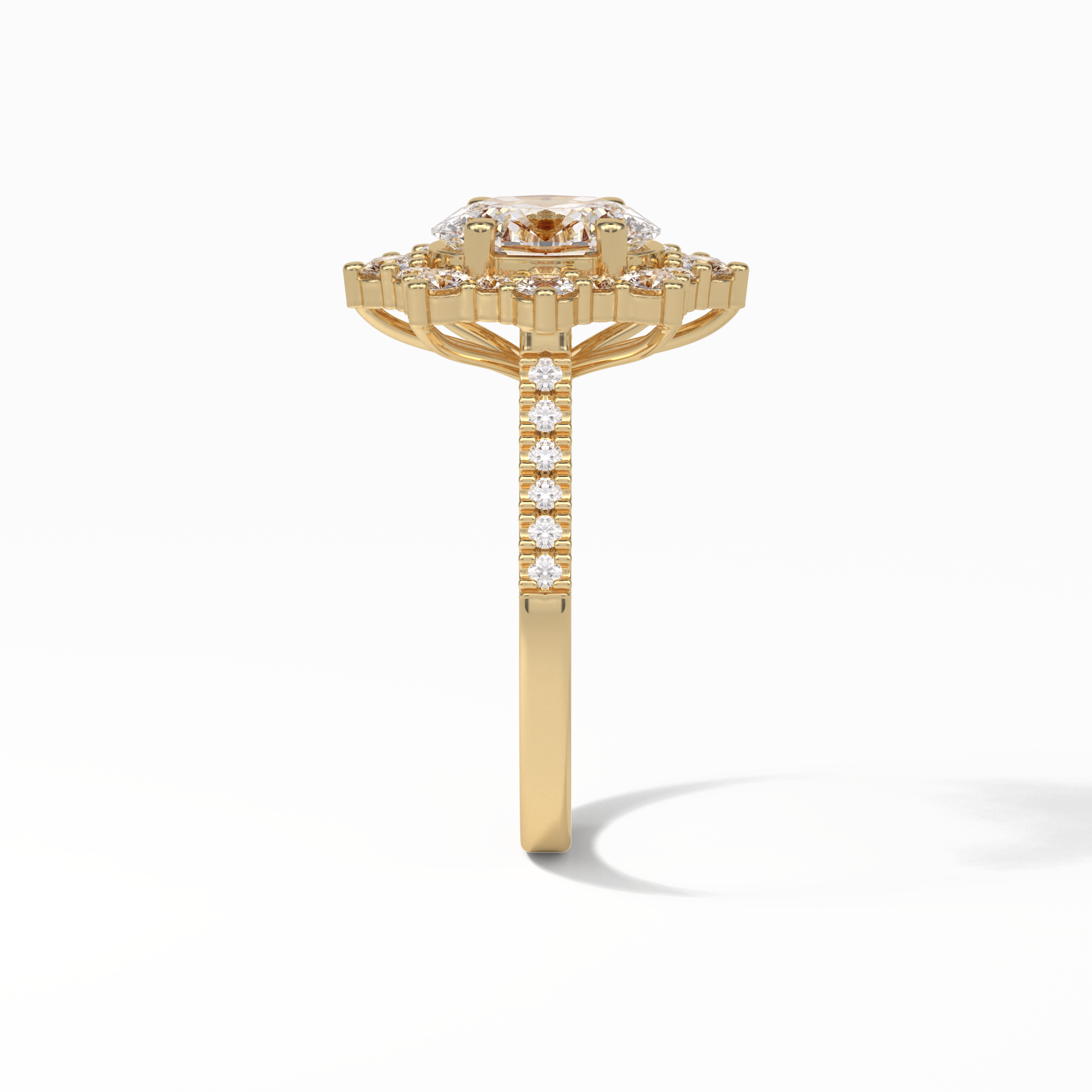 Oval Pave & Halo Lab Grown Diamond Engagement Ring