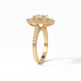 Oval Pave & Halo Lab Grown Diamond Engagement Ring